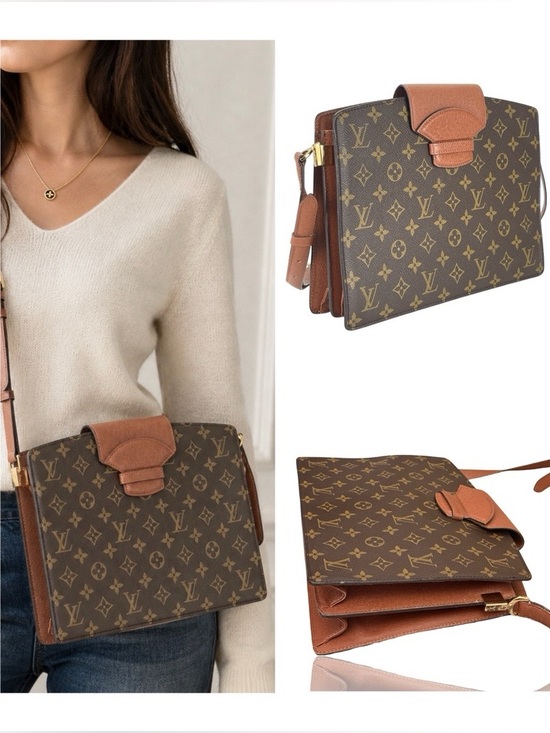Louis Vuitton Handbags - Louis Vuitton Monogram Crossbody Bag Brown Leather Trim Monogram Courcelles